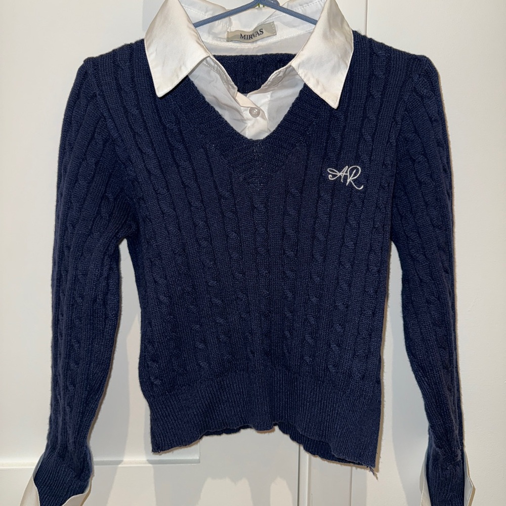 Navy Cable Knit Sweater